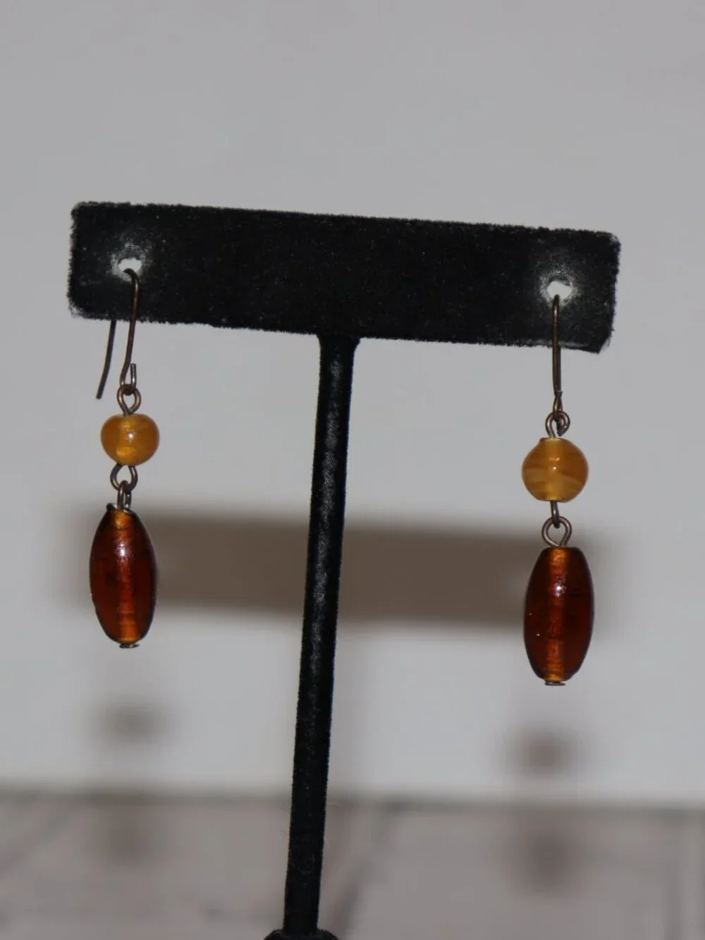 🤎✨ Bronze Glass Bead Dangle Earrings · 1.75